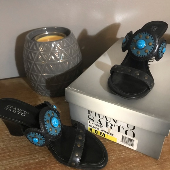 Black/turquoise heels - Picture 1 of 4